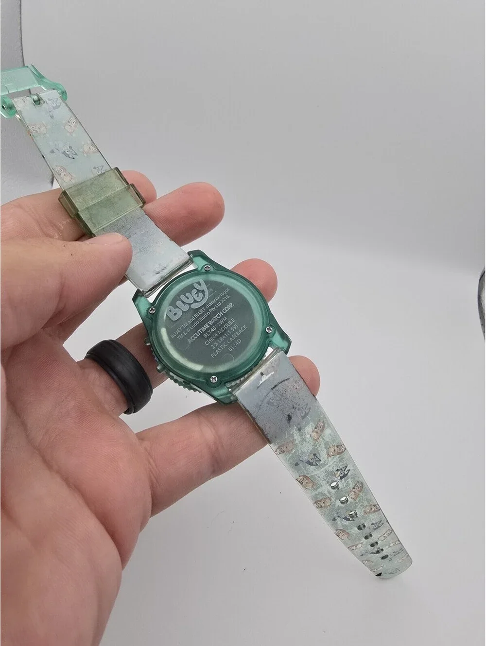 Accutime Bluey Kids Quartz Digital Backlight Watch Green Plastic Case Strap